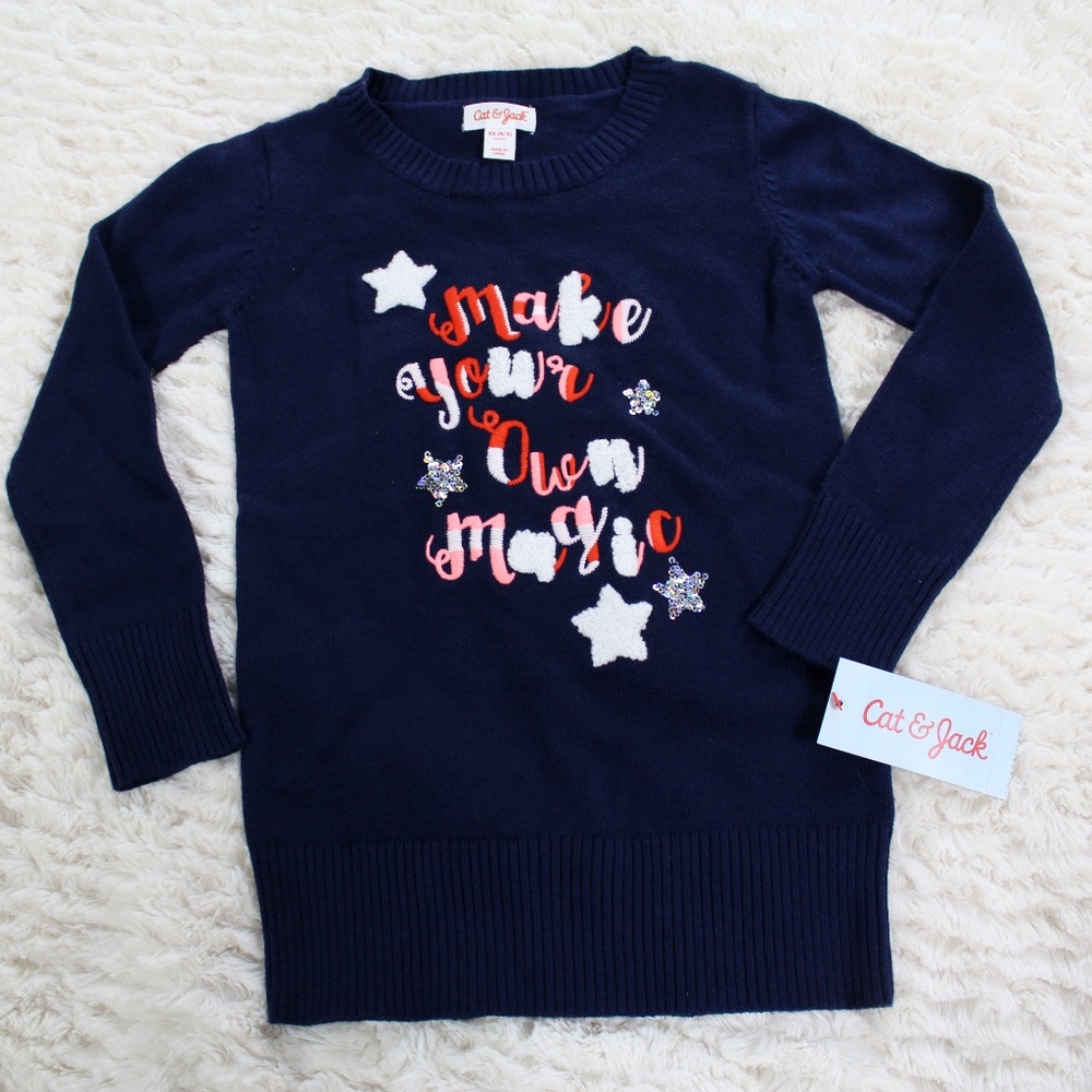 NWT Girls' Pullover Long Sleeve Sweater Blue XS